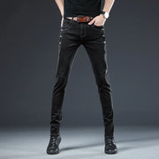 Trendy Men Clothing Slim Button Black Jeans